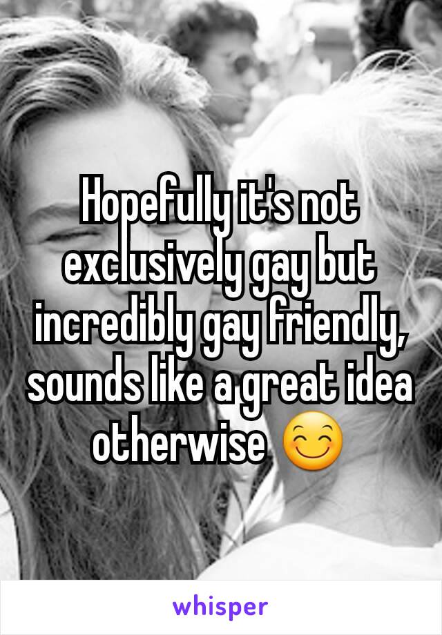 Hopefully it's not exclusively gay but incredibly gay friendly, sounds like a great idea otherwise 😊