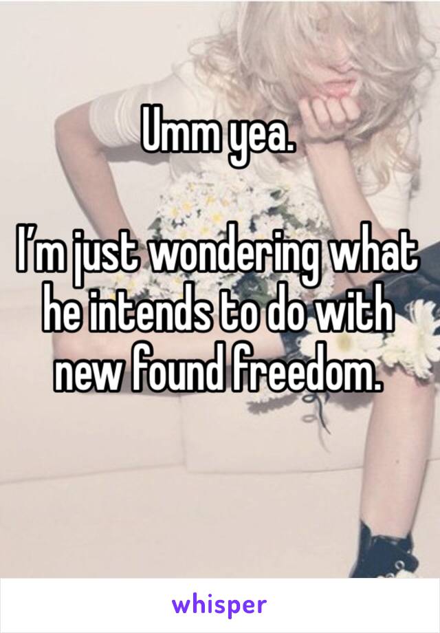 Umm yea.

I’m just wondering what he intends to do with new found freedom.

