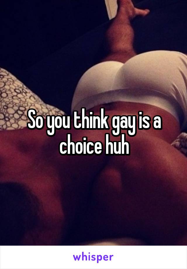 So you think gay is a choice huh