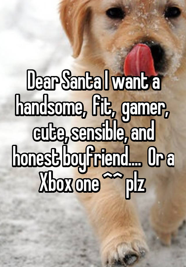 Dear Santa I want a handsome,  fit,  gamer,  cute, sensible, and honest boyfriend....  Or a Xbox one ^^ plz 