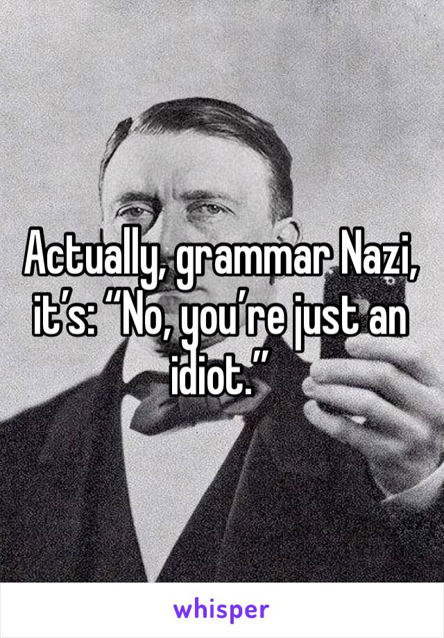 Actually, grammar Nazi, it’s: “No, you’re just an idiot.”