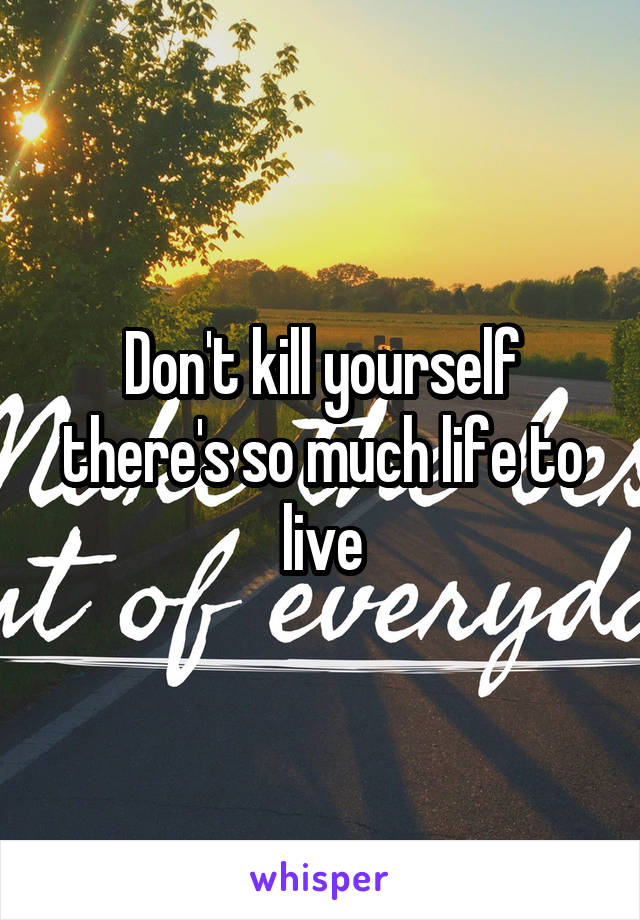 Don't kill yourself there's so much life to live
