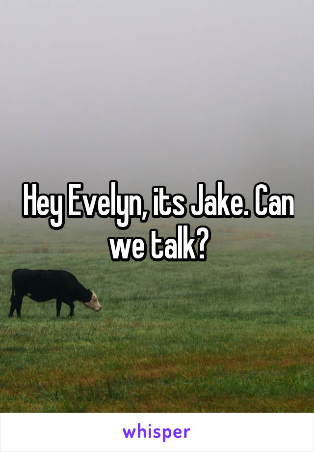 Hey Evelyn, its Jake. Can we talk?