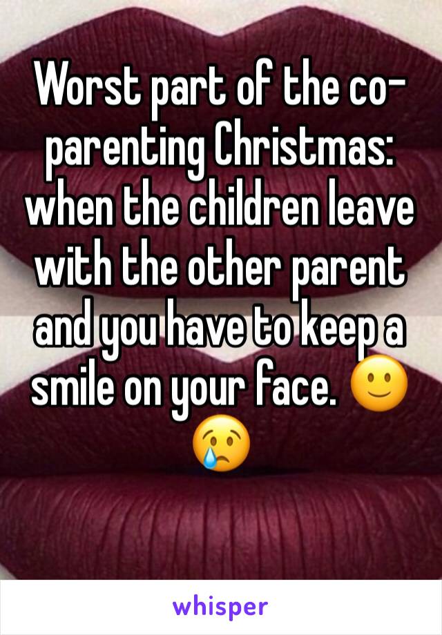 Worst part of the co-parenting Christmas: when the children leave with the other parent and you have to keep a smile on your face. 🙂😢
