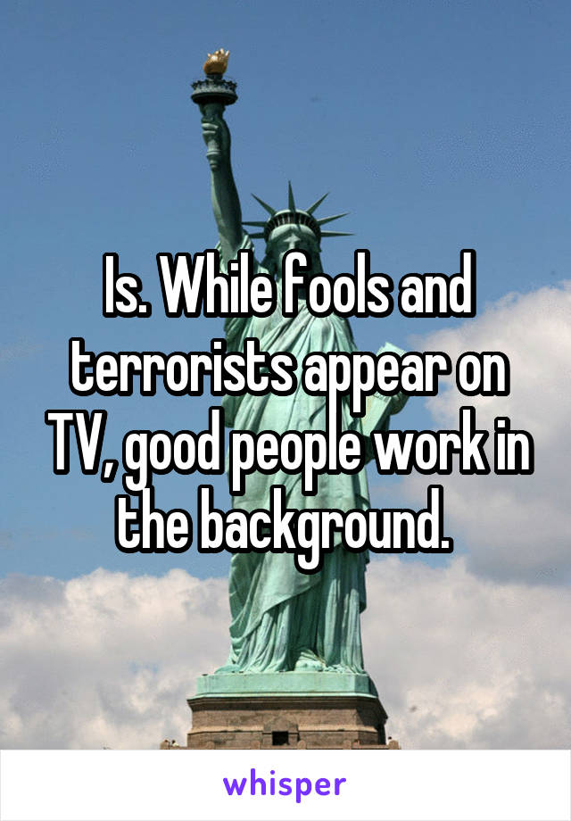 Is. While fools and terrorists appear on TV, good people work in the background. 