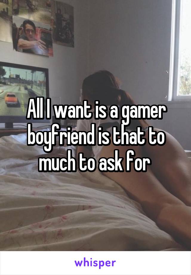 All I want is a gamer boyfriend is that to much to ask for 