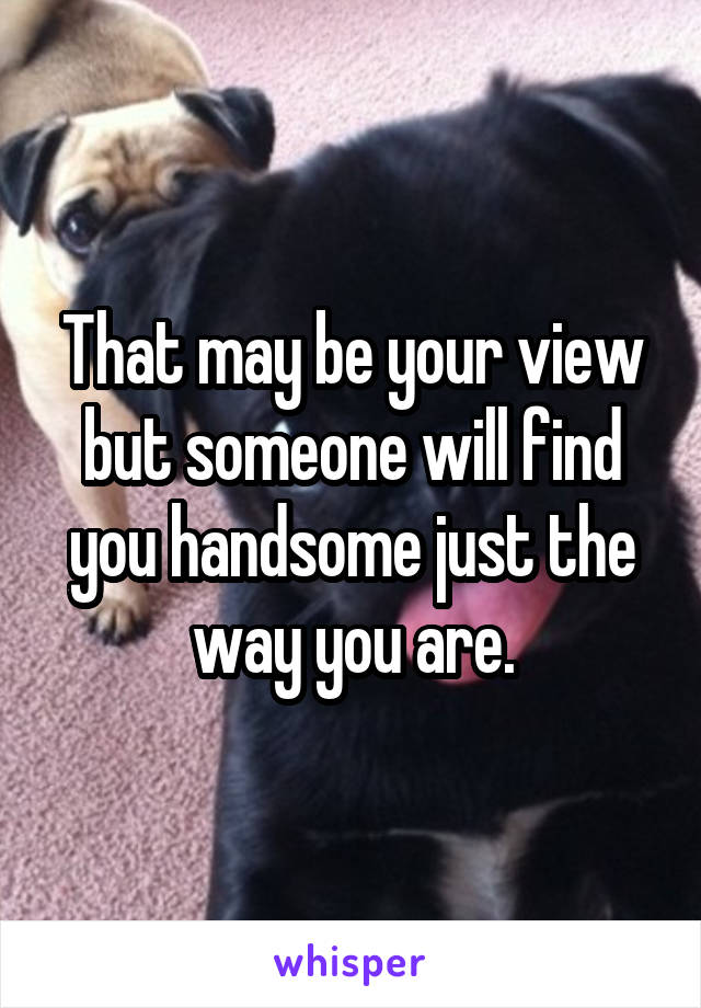 That may be your view but someone will find you handsome just the way you are.