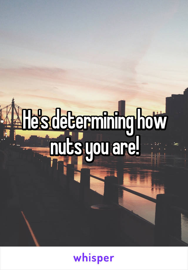 He's determining how nuts you are!