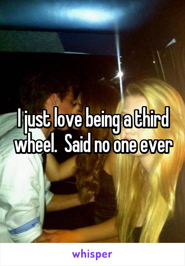 I just love being a third wheel.  Said no one ever