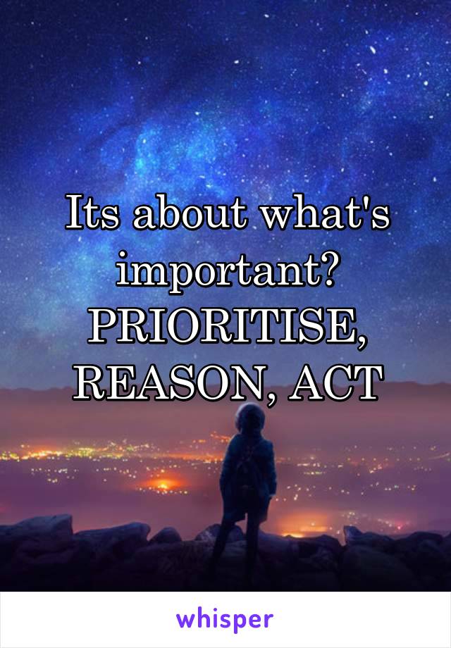 Its about what's important?
PRIORITISE, REASON, ACT
