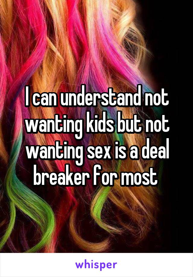 I can understand not wanting kids but not wanting sex is a deal breaker for most 