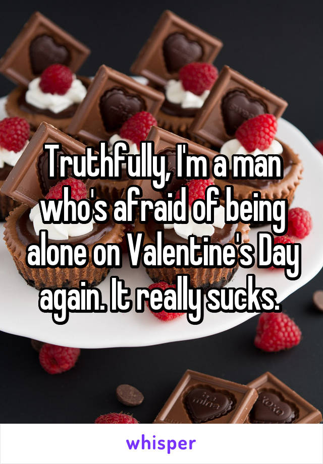 Truthfully, I'm a man who's afraid of being alone on Valentine's Day again. It really sucks. 