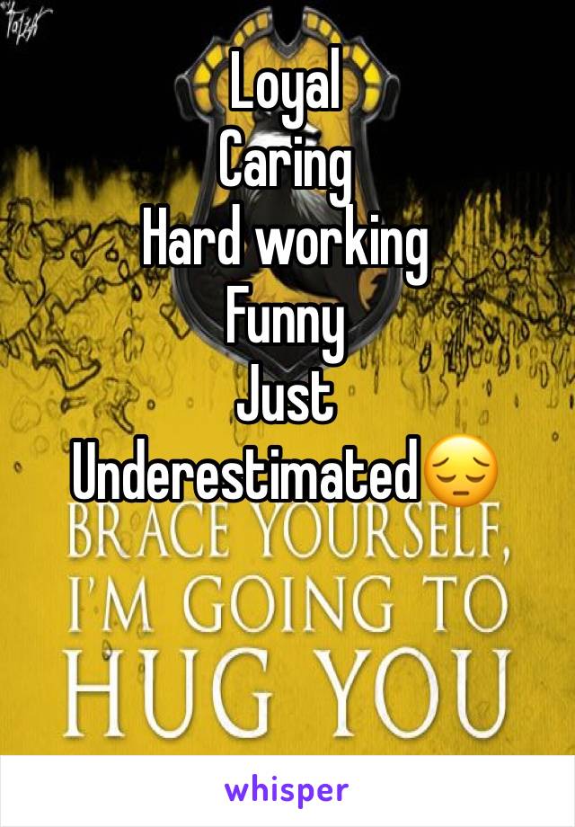 Loyal
Caring 
Hard working 
Funny 
Just
Underestimated😔