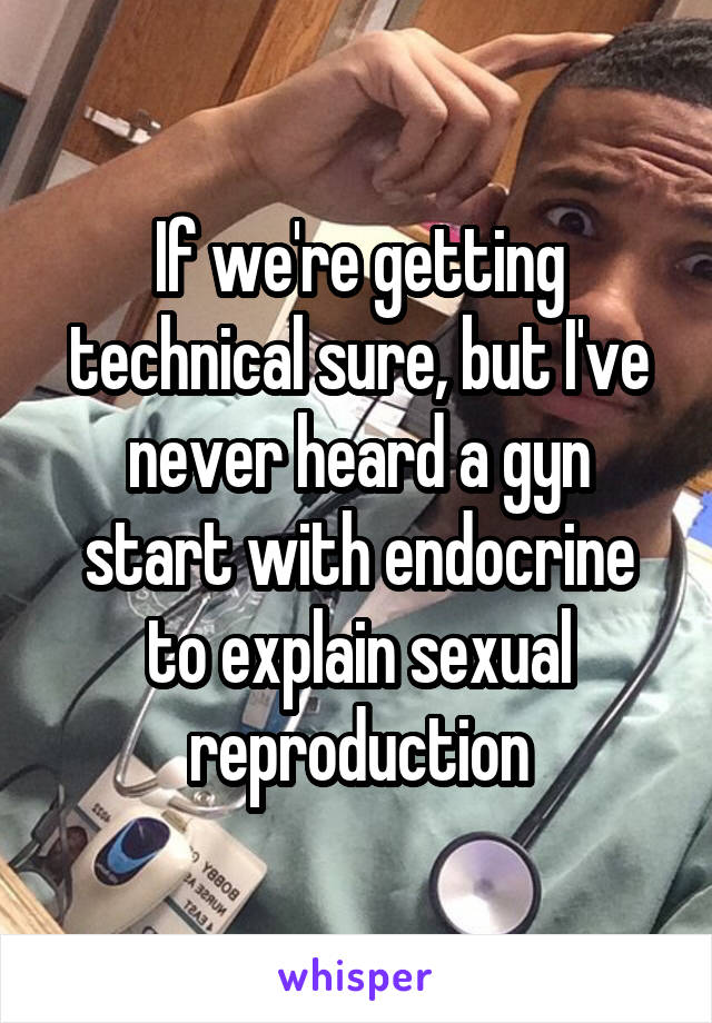 If we're getting technical sure, but I've never heard a gyn start with endocrine to explain sexual reproduction