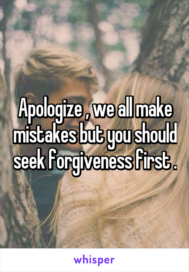 Apologize , we all make mistakes but you should seek forgiveness first .