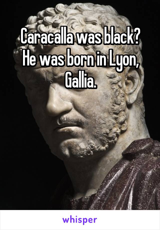 Caracalla was black?
He was born in Lyon, Gallia.




