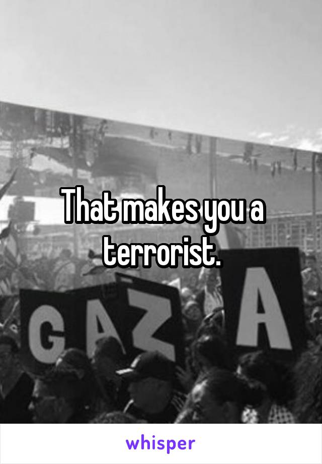 That makes you a terrorist.