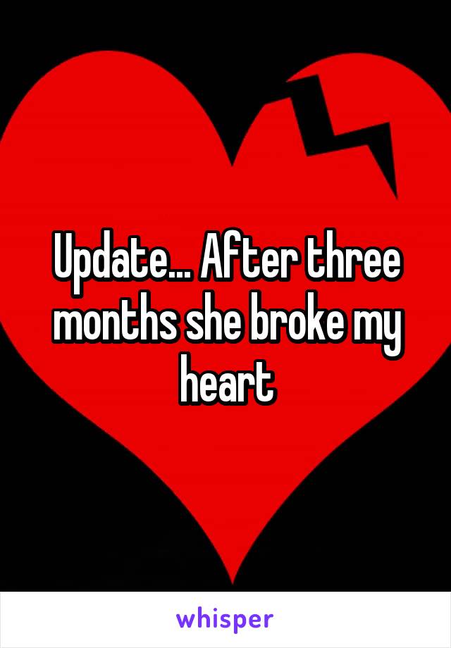 Update... After three months she broke my heart
