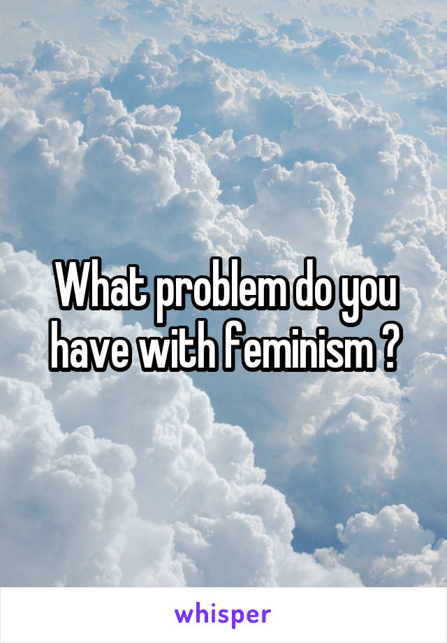 What problem do you have with feminism ?