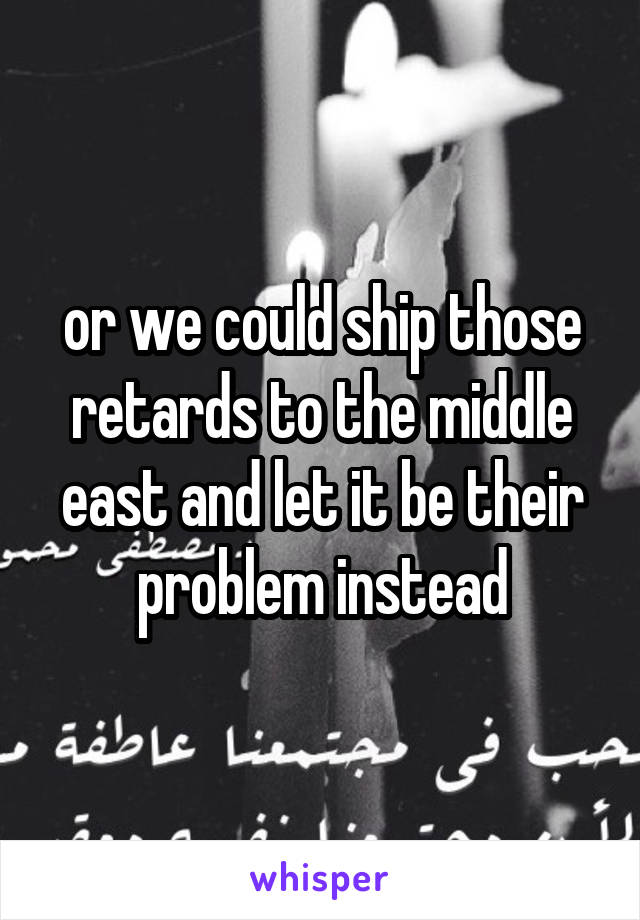 or we could ship those retards to the middle east and let it be their problem instead