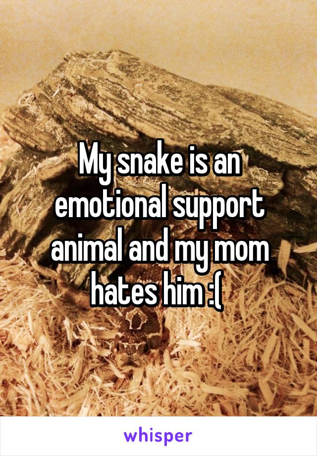 My snake is an emotional support animal and my mom hates him :( 