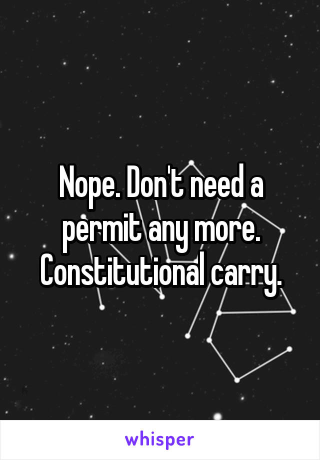 Nope. Don't need a permit any more. Constitutional carry.