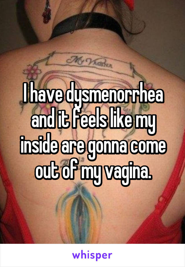 I have dysmenorrhea and it feels like my inside are gonna come out of my vagina.