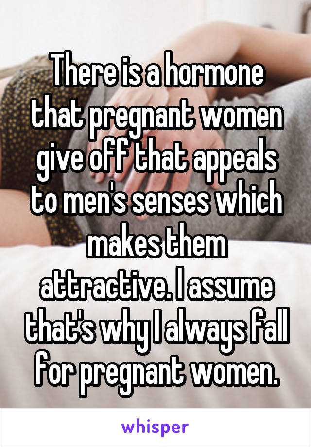 There is a hormone that pregnant women give off that appeals to men's senses which makes them attractive. I assume that's why I always fall for pregnant women.