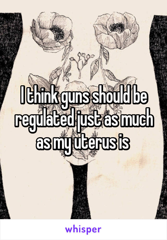 I think guns should be regulated just as much as my uterus is 