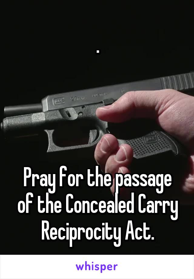 .




Pray for the passage of the Concealed Carry Reciprocity Act.