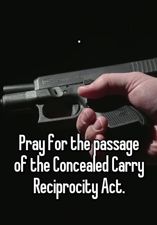 .




Pray for the passage of the Concealed Carry Reciprocity Act.