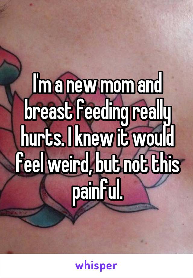 I'm a new mom and breast feeding really hurts. I knew it would feel weird, but not this painful.