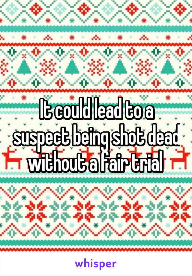 It could lead to a suspect being shot dead without a fair trial 