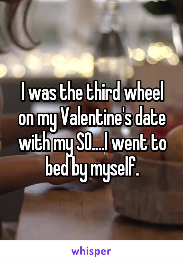 I was the third wheel on my Valentine's date with my SO....I went to bed by myself.