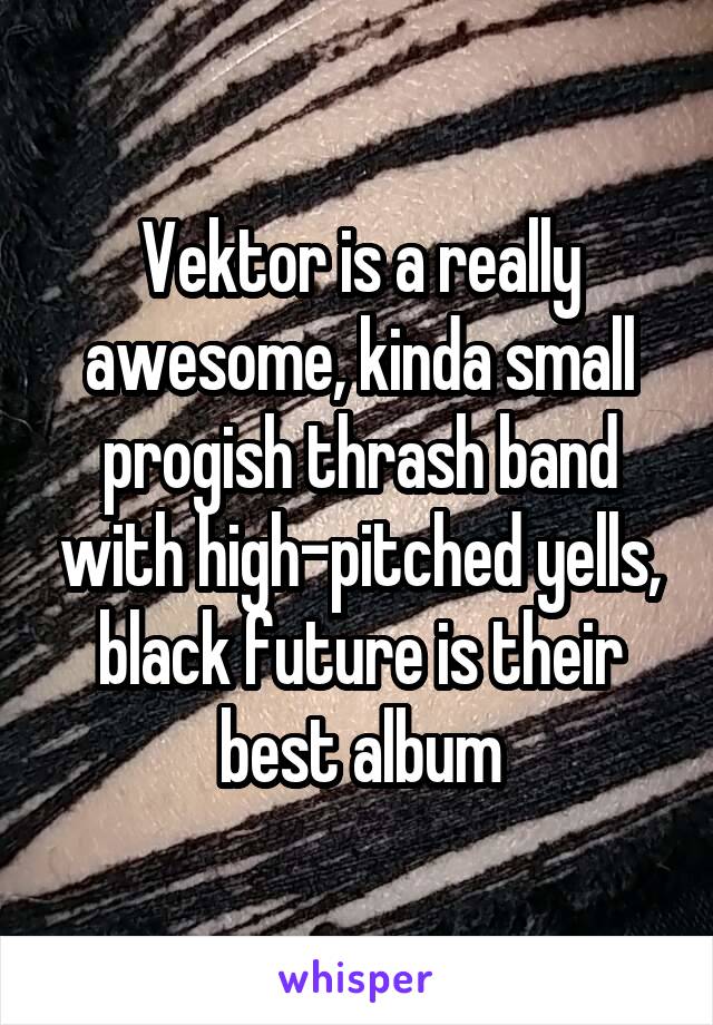 Vektor is a really awesome, kinda small progish thrash band with high-pitched yells, black future is their best album