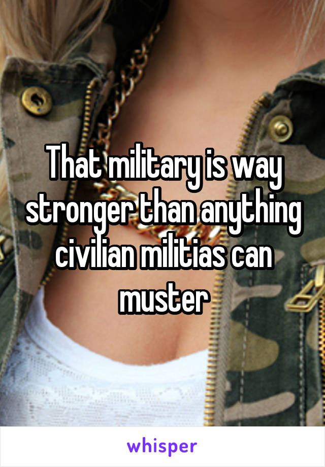 That military is way stronger than anything civilian militias can muster