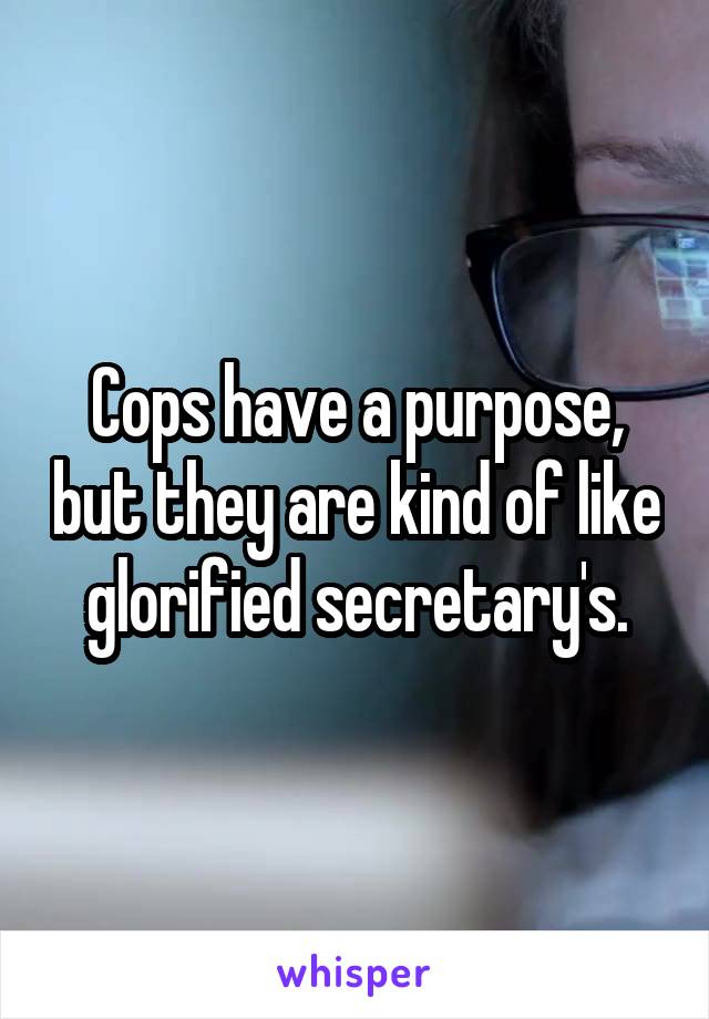 Cops have a purpose, but they are kind of like glorified secretary's.