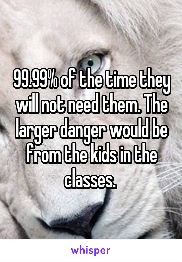 99.99% of the time they will not need them. The larger danger would be from the kids in the classes. 