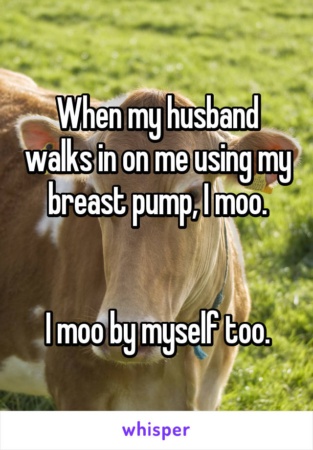 When my husband walks in on me using my breast pump, I moo.


I moo by myself too.