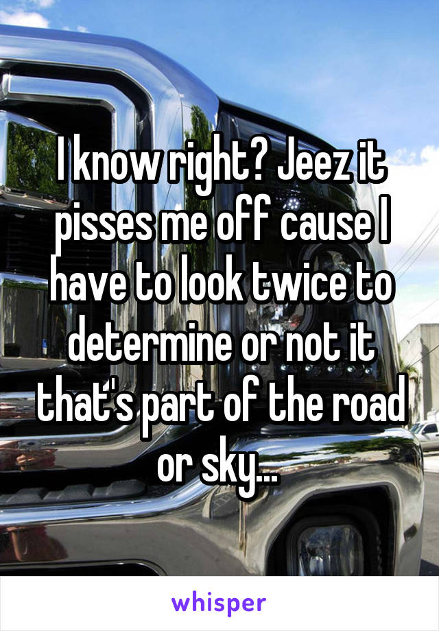 I know right? Jeez it pisses me off cause I have to look twice to determine or not it that's part of the road or sky... 