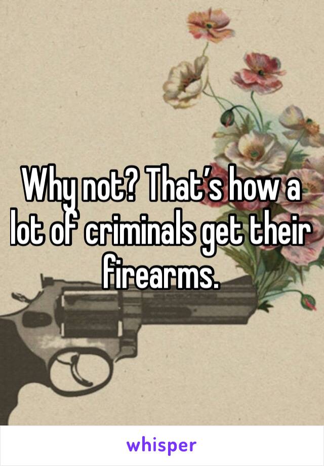 Why not? That’s how a lot of criminals get their firearms.