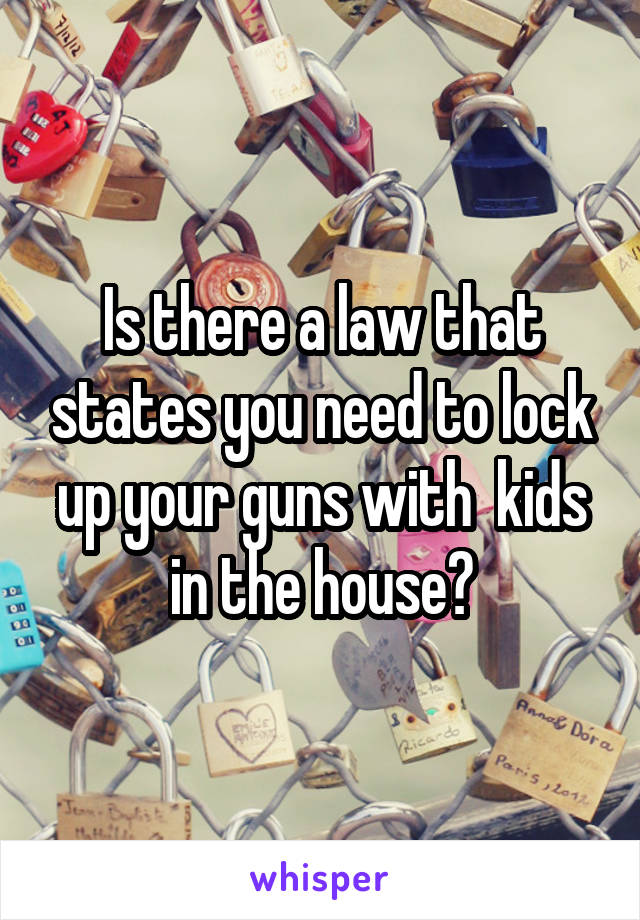 Is there a law that states you need to lock up your guns with  kids in the house?