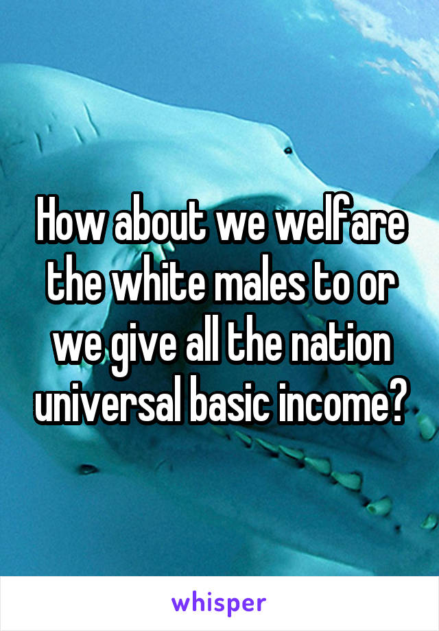 How about we welfare the white males to or we give all the nation universal basic income?