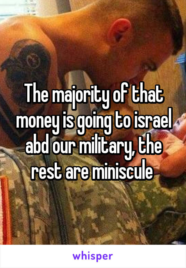 The majority of that money is going to israel abd our military, the rest are miniscule 