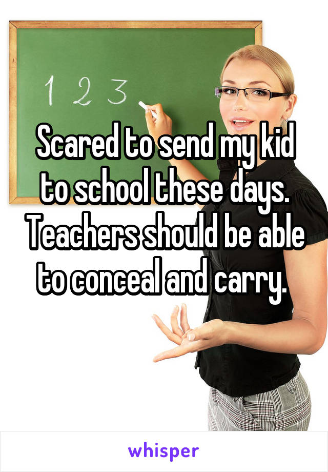 Scared to send my kid to school these days. Teachers should be able to conceal and carry. 
