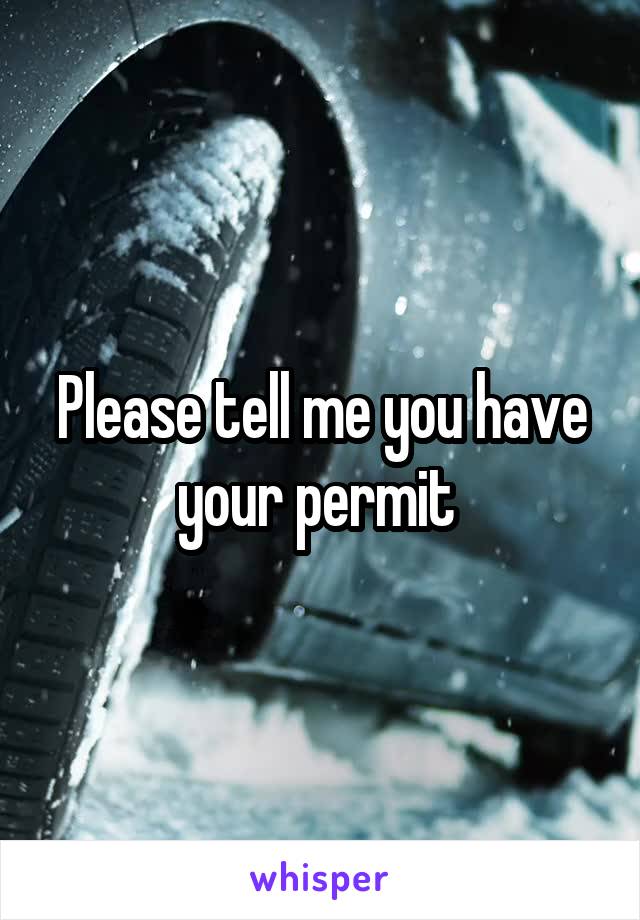 Please tell me you have your permit 