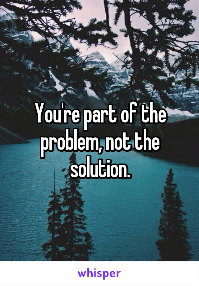 You're part of the problem, not the solution.