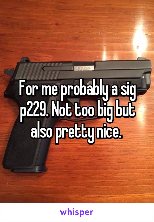 For me probably a sig p229. Not too big but also pretty nice. 