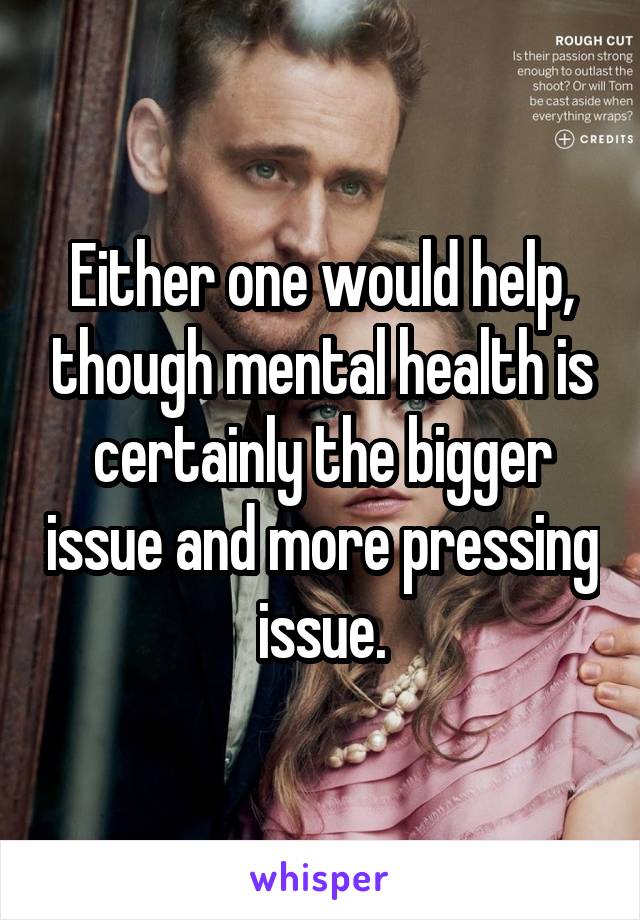 Either one would help, though mental health is certainly the bigger issue and more pressing issue.