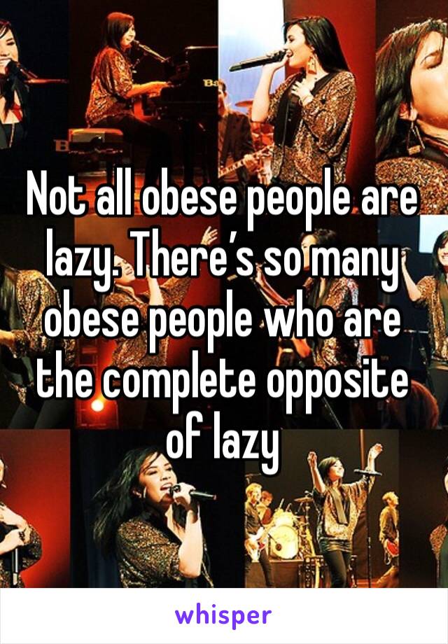 Not all obese people are lazy. There’s so many obese people who are the complete opposite of lazy 